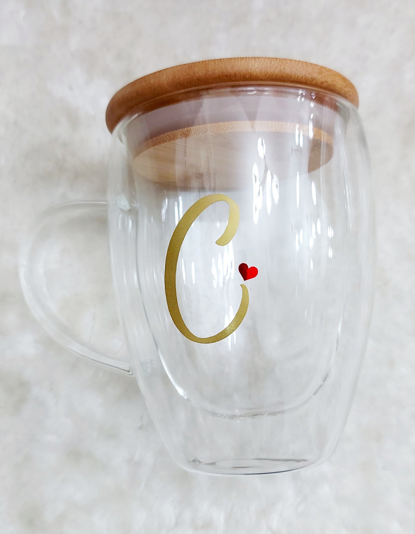 Double Walled Glass Mug with Bamboo Lid