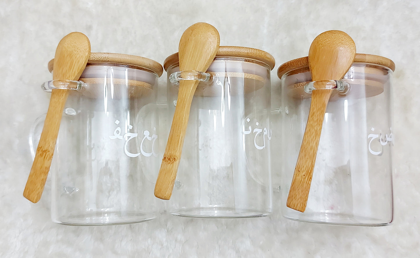 Clear Glass Mug with Bamboo Lid and Spoon